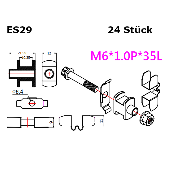 D2 Schraubensatz / Bobbin Satz 380mm schwimmend